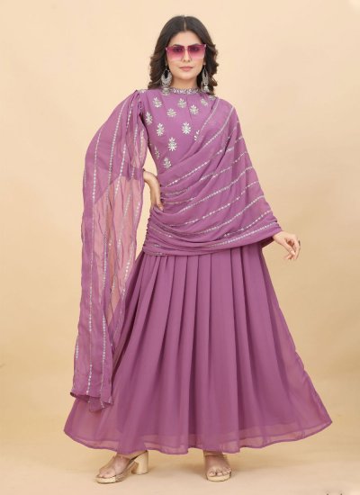 Glorious Purple Embroidered Gown 