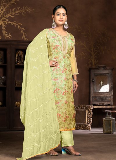Gorgonize Yellow Embroidered Trendy Salwar Suit