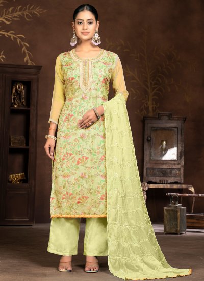 Gorgonize Yellow Embroidered Trendy Salwar Suit