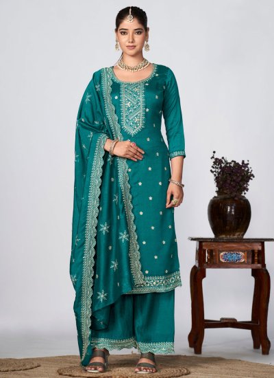 Graceful Rama Vichitra Silk Salwar Suit