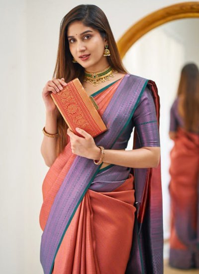 Grandiose Banarasi Silk Woven Red Classic Saree