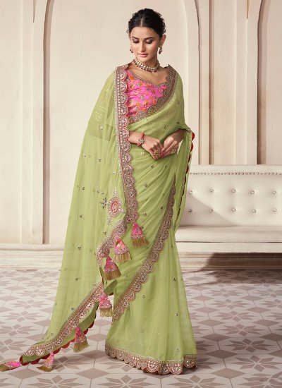 Grandiose Green Wedding Trendy Saree