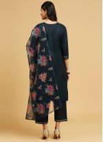 Gratifying Embroidered Cotton Black Readymade Salwar Suit