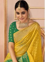 Green and Mustard Color Trendy Saree