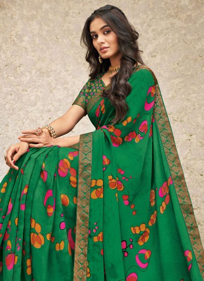 Green Color Designer Saree