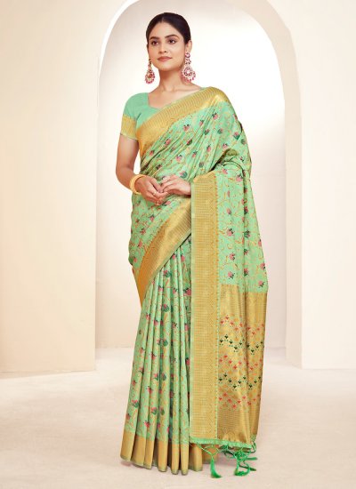 Green Color Designer Traditional Saree