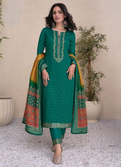 Olive Green Pant Style Salwar Suit – Khushkar