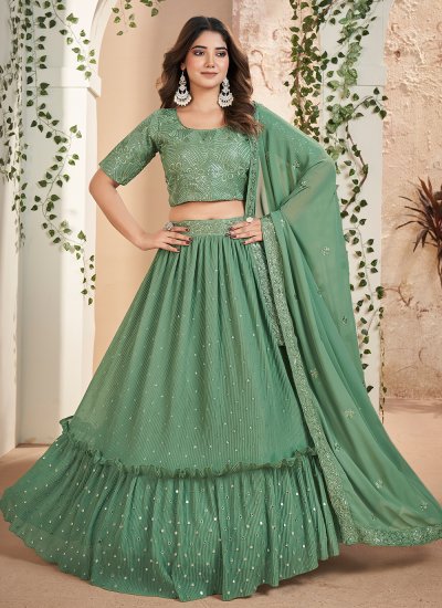 Simple yet subtle engagement look | Green lehenga, Indian dresses for  women, Muslim wedding dresses