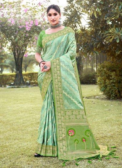 Green Festival Designer Traditional Saree