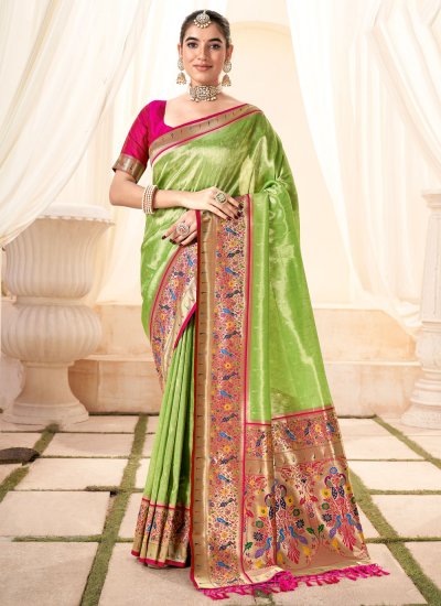 Green Jacquard Work Handloom silk Saree