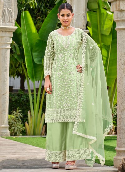 Green Net Cord Trendy Salwar Kameez