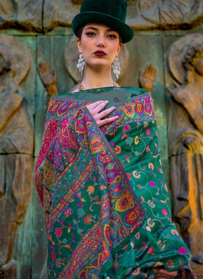 Green Organza Weaving Contemporary Saree