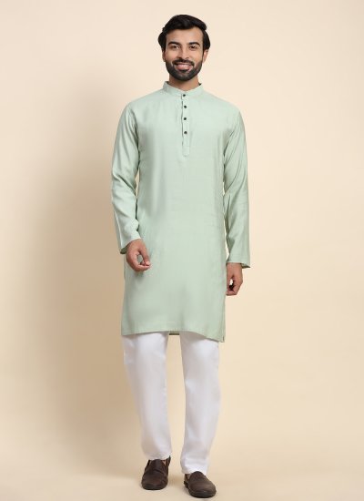 Green Viscose Casual Kurta Pyjama