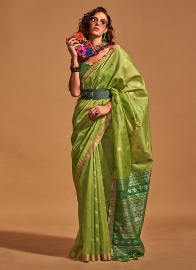 Green Weaving Festival Classic Saree