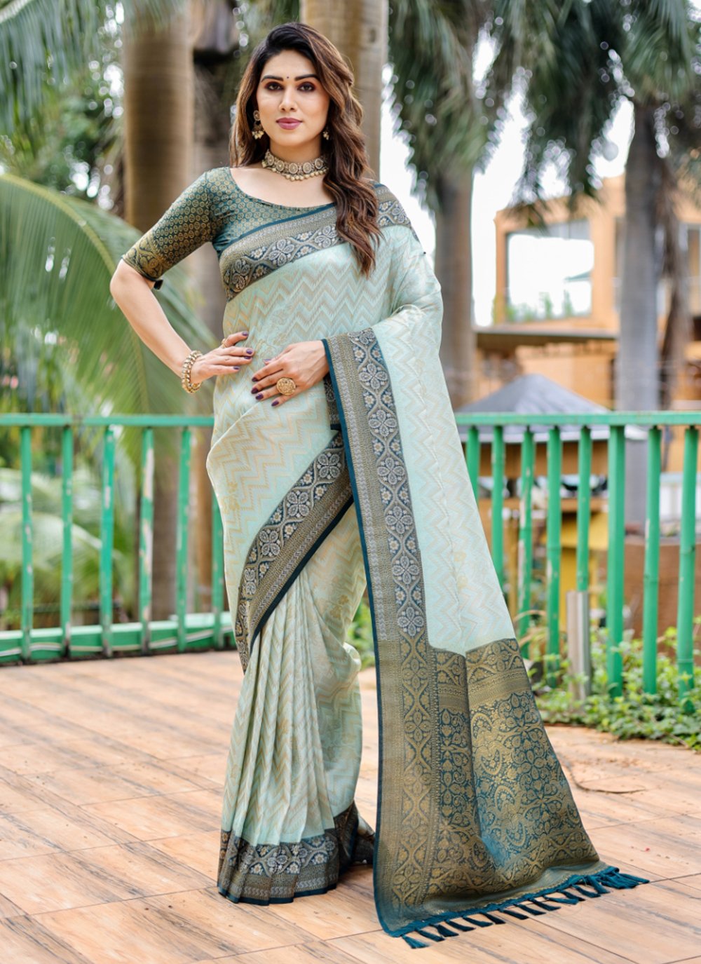 Satin silk Saree with blouse in Grey colour 6563