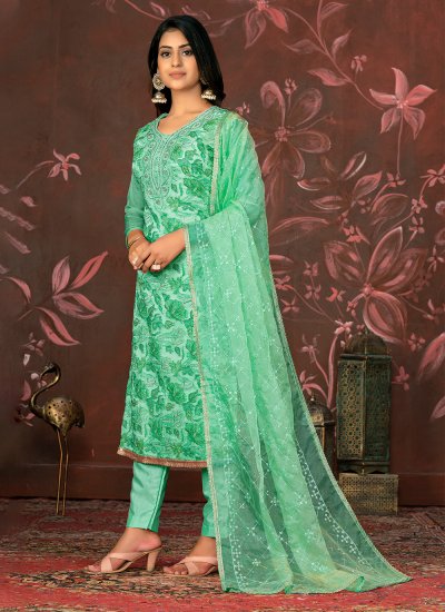 Green Woven Ceremonial Trendy Salwar Suit