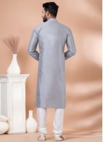 Grey Banarasi Silk Mehndi Kurta Pyjama