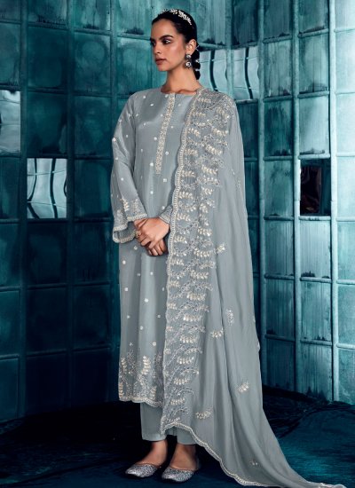 Grey Color Designer Salwar Suit