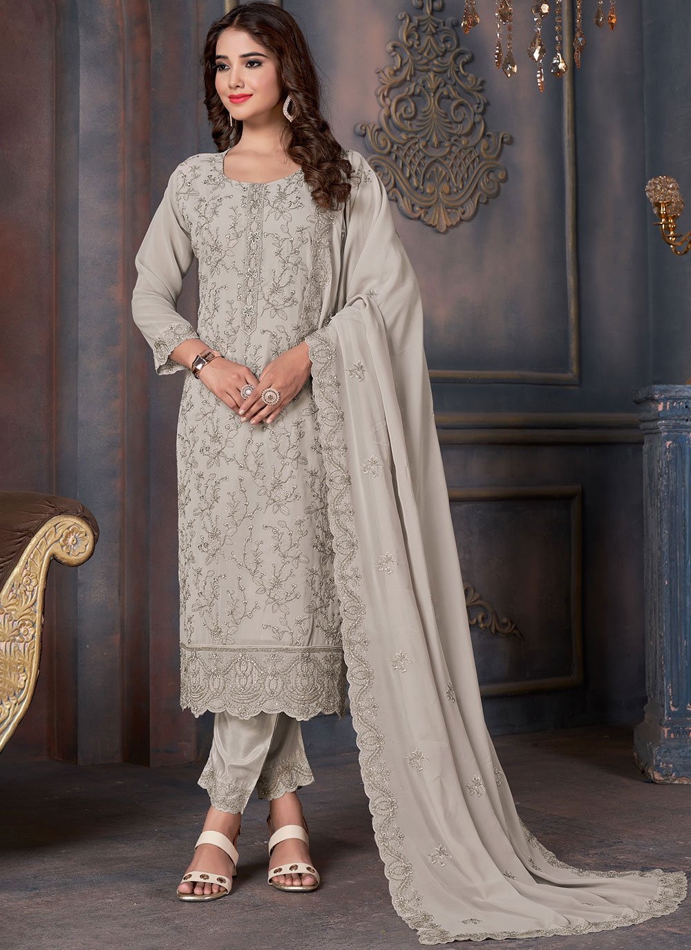 Grey colour cheap salwar suit