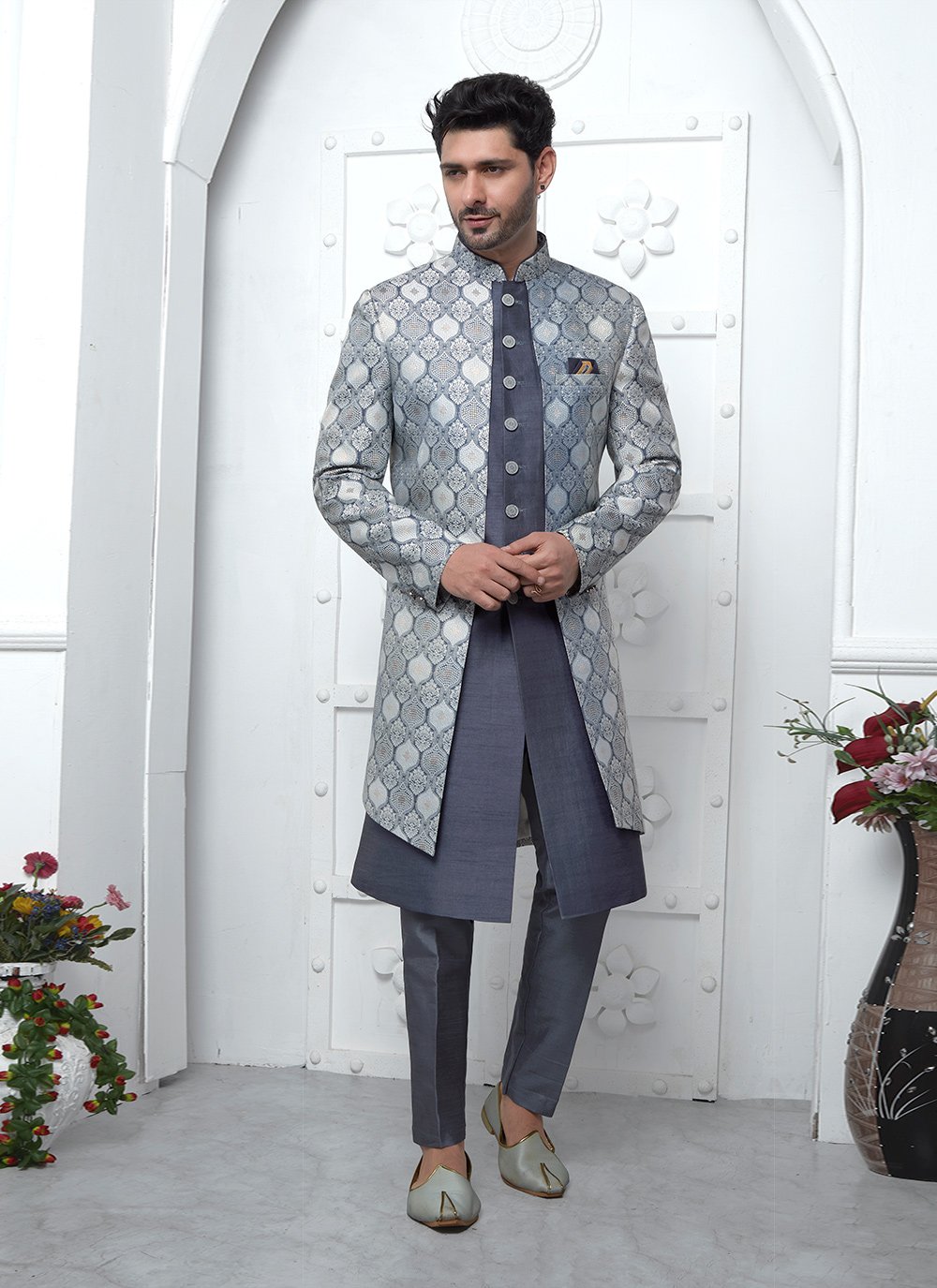 Grey Wedding Indo Western - Grey Wedding Indo Western -