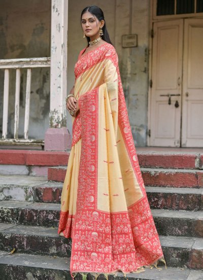 Handloom silk Woven Red Contemporary Saree
