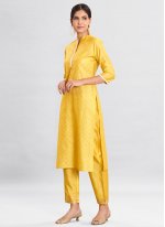 Haute Yellow Embroidered Chanderi Salwar Suit