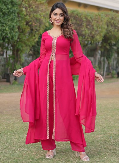 Hot Pink Embroidered Designer Salwar Suit