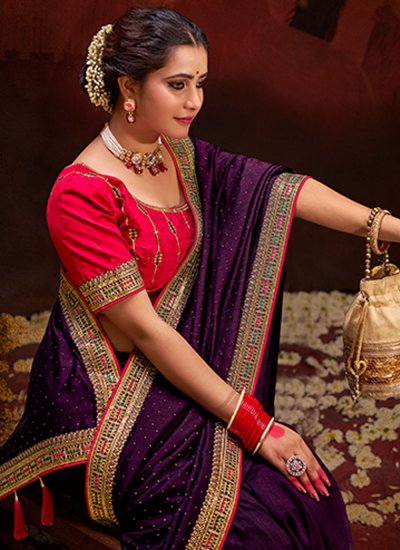 Hypnotic Swarovski Vichitra Silk Trendy Saree