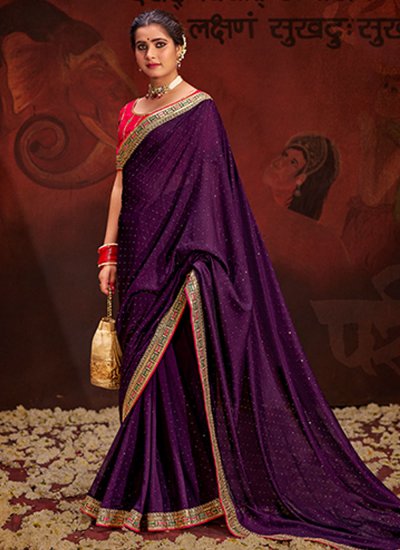 Hypnotic Swarovski Vichitra Silk Trendy Saree