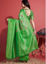 Imperial Green Digital Print Silk Trendy Saree