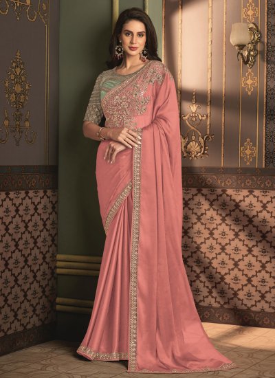 Imperial Rose Pink Wedding Contemporary Style Saree