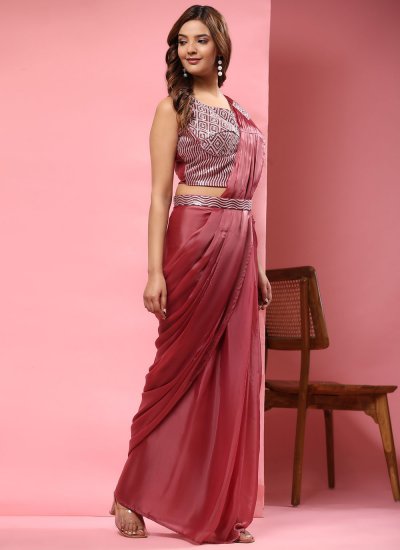 Imported Embroidered Magenta Trendy Saree