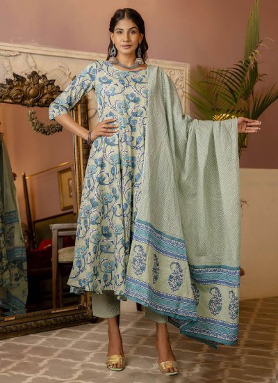 Incredible Floral Print Cotton Anarkali Salwar Suit