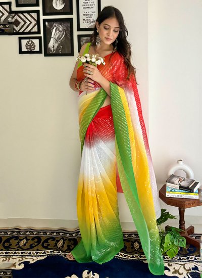 Incredible Georgette Multi Colour Contemporary Saree