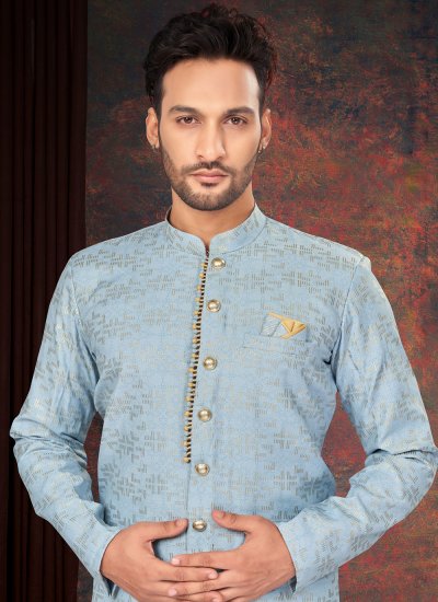 Indo Western Fancy Fancy Fabric in Blue