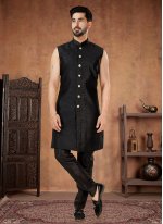 Indo Western Resham Thread Work Silk in Black
