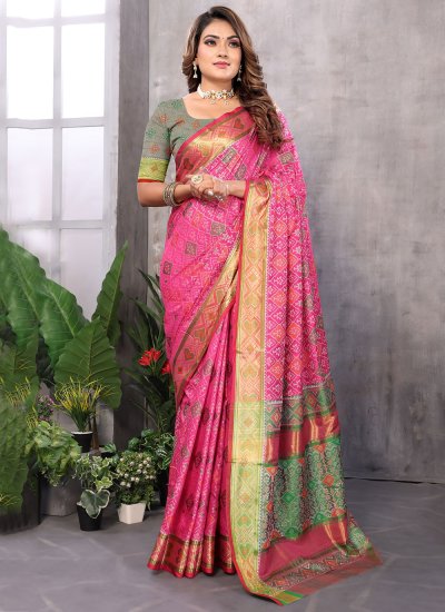 Integral Pink Weaving Patola Silk  Classic Saree