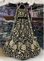 Intriguing Black Embroidered A Line Lehenga Choli