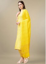 Intrinsic Rayon Embroidered Yellow Trendy Salwar Kameez