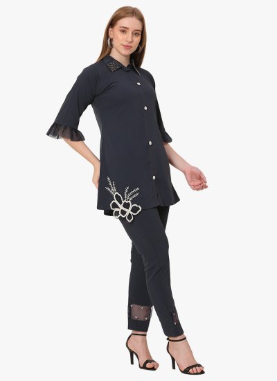 Irresistible Cotton Silk Black Embroidered Designer Kurti