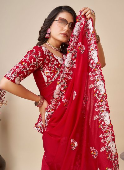 Irresistible Embroidered Silk Trendy Saree