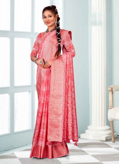 Jacquard Trendy Saree in Pink