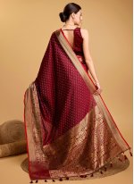 Jacquard Work Silk Designer Saree in Maroon