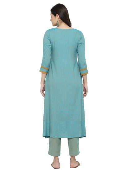 Jacquard Work Viscose Pant Style Suit in Rama