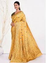 Jazzy Kanjivaram Silk Yellow Designer Saree