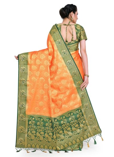 Kanjivaram Silk Classic Saree in Orange