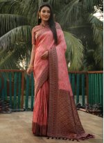 Kanjivaram Silk Designer Pink Trendy Saree
