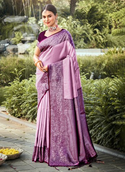 Kanjivaram Silk Purple Designer Traditional Saree