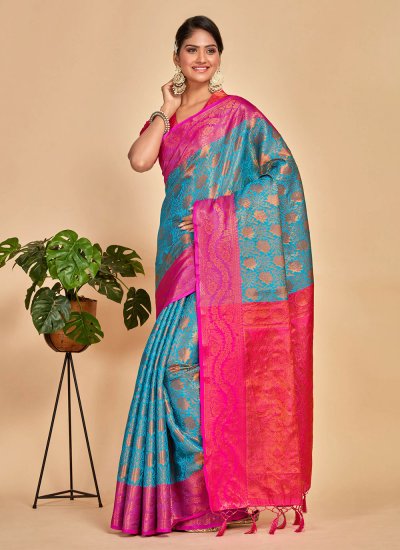 Kanjivaram Silk Trendy Saree in Blue