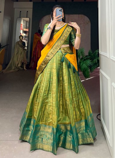Kanjivaram Silk Zari Green Trendy Lehenga Choli